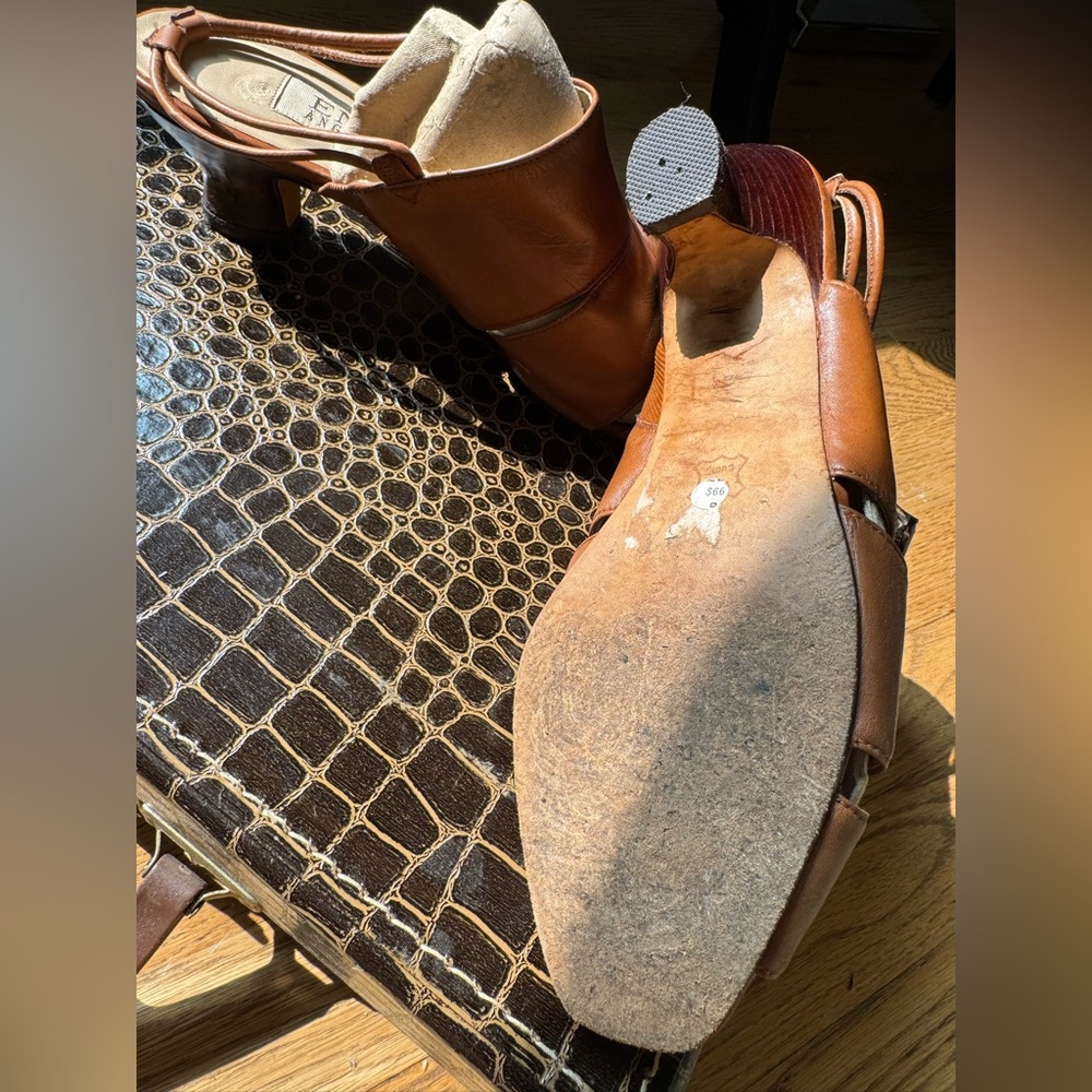 Enzo Angiolini chestnut Leather Sandals with back strap. - Picture 4 of 16